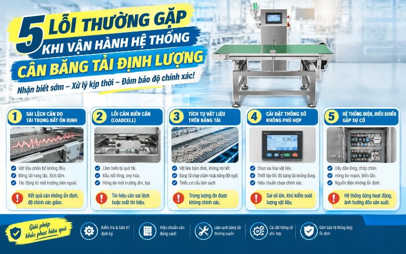5 Lỗi thường gặp khi vận hành hệ thống cân băng tải định lượng