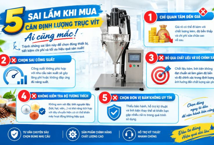 5 Sai lầm khi mua cân định lượng trục vít ai cũng mắc