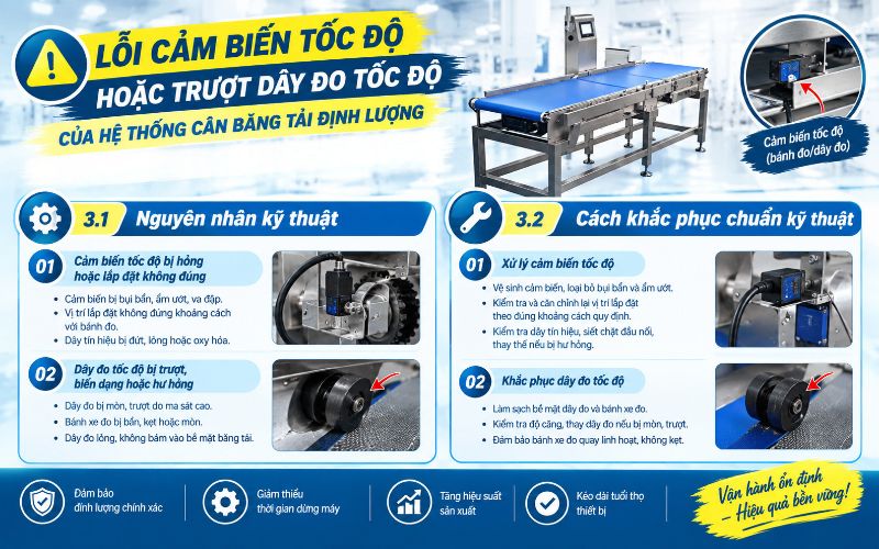 Lỗi cảm biến tốc độ hoặc trượt dây đo tốc độ