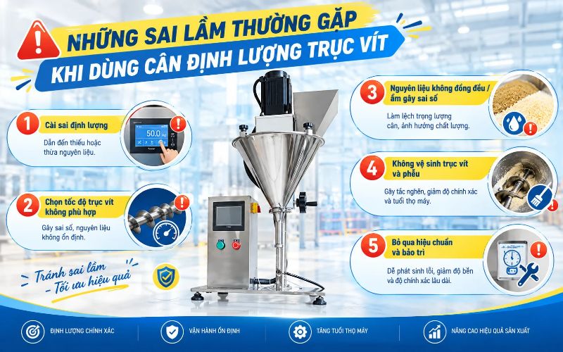 Những sai lầm thường gặp khi dùng cân định lượng trục vít