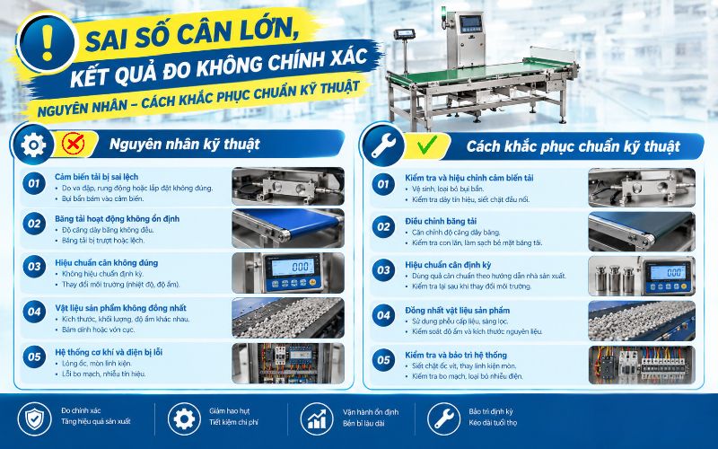 Sai số cân lớn, kết quả đo không chính xác