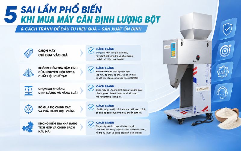 5 sai lầm phổ biến khi mua máy cân định lượng bột & cách tránh