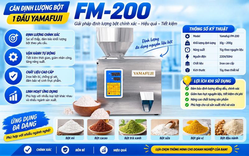 Cân định lượng bột 200g 1 đầu Yamafuji FM-200