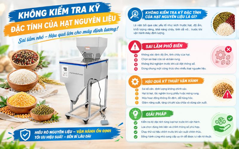Không kiểm tra kỹ đặc tính của hạt nguyên liệu