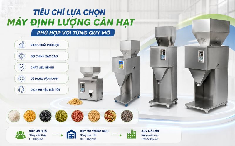 Tiêu chí lựa chọn máy định lượng cân hạt phù hợp với từng quy mô