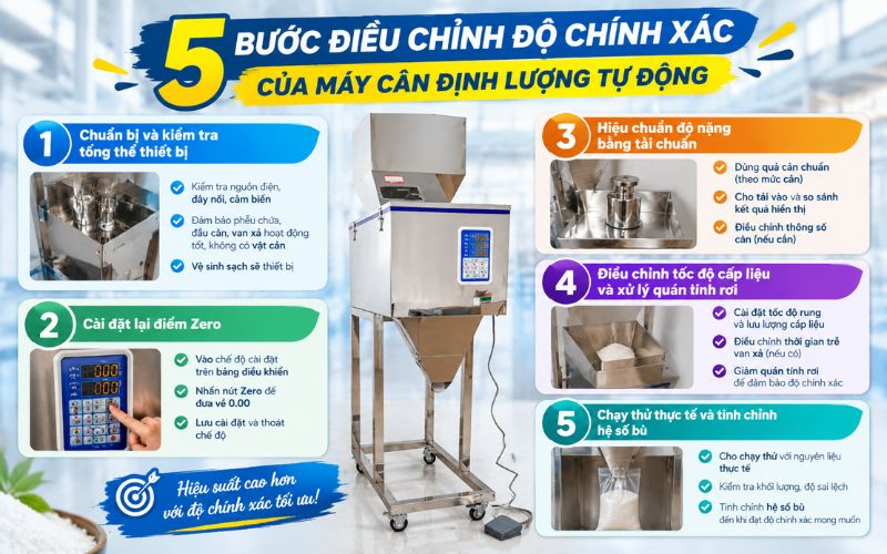 5 bước điều chỉnh độ chính xác của máy cân định lượng tự động