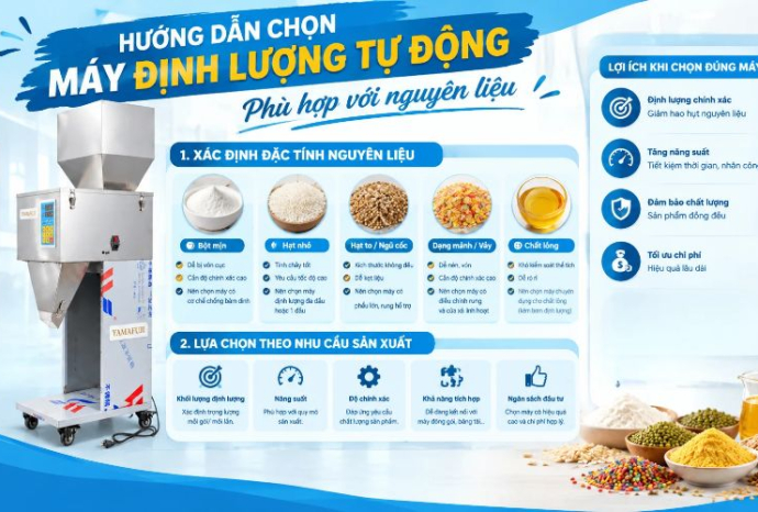 Hướng dẫn chọn máy định lượng tự động phù hợp với nguyên liệu