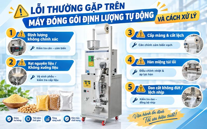Lỗi thường gặp trên máy đóng gói định lượng tự động và cách xử lý