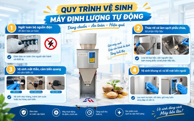 Quy trình vệ sinh máy định lượng tự động đúng chuẩn