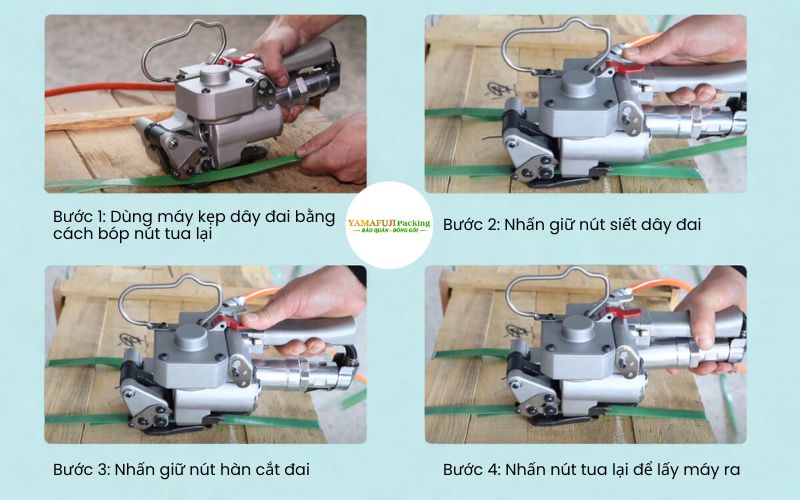 Hướng dẫn các bước sử dụng máy đóng đai nhựa khí nén