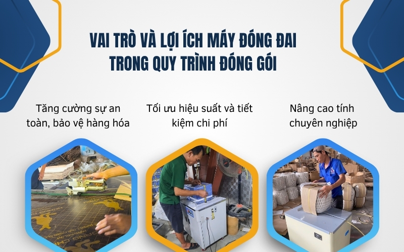 Vai trò và lợi ích máy đóng đai trong quy trình đóng gói