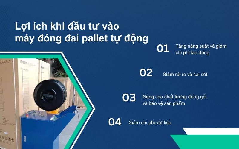 Lợi ích khi đầu tư vào máy đóng đai pallet tự động