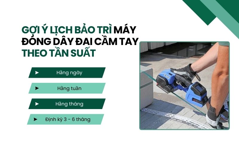 Gợi ý lịch bảo trì máy đóng dây đai cầm tay theo tần suất 