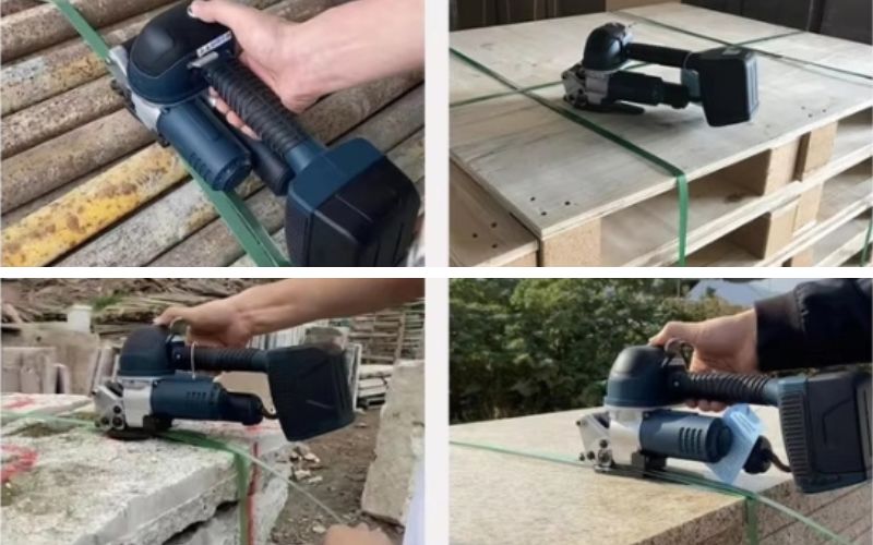 Ảnh thực tế ứng dụng máy đóng đai chạy pin DD19A