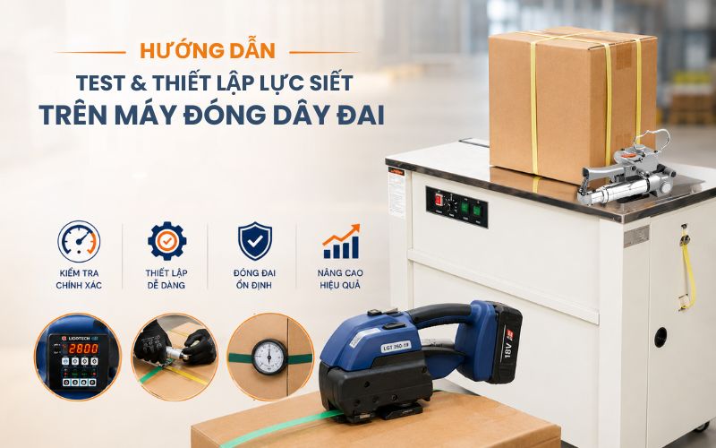 Hướng dẫn test và thiết lập lực siết trên máy đóng dây đai