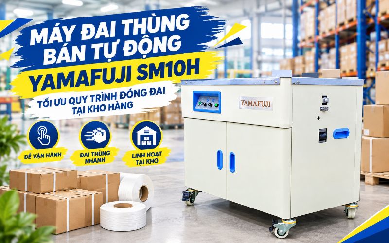 Máy đai thùng bán tự động Yamafuji SM10H - Tối ưu quy trình đóng đai tại kho hàng