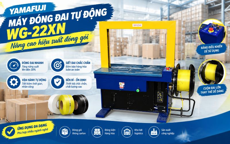 Máy đóng đai tự động Yamafuji WG-22XN - Nâng cao hiệu suất đóng gói