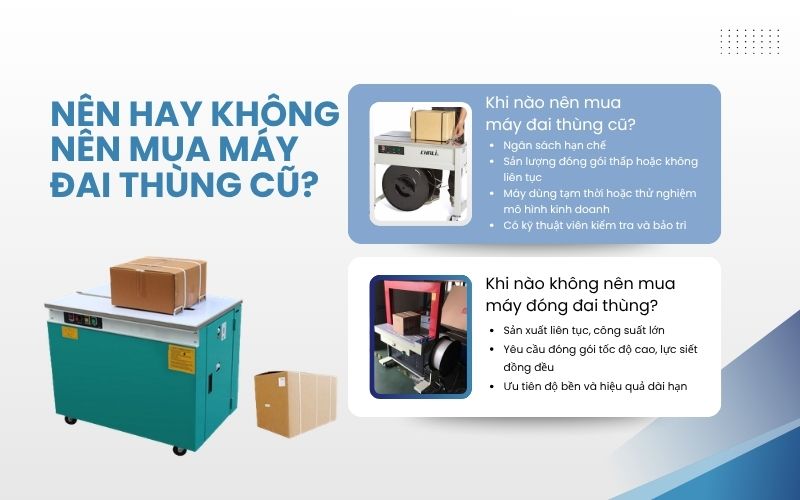 Nên hay không nên mua máy đai thùng cũ?