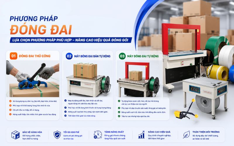 Phương pháp đóng đai thùng carton