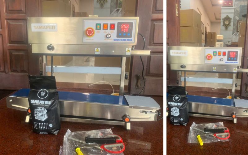 Bàn giao khách hàng máy hàn túi Yamafuji FR-750 chân cao inox