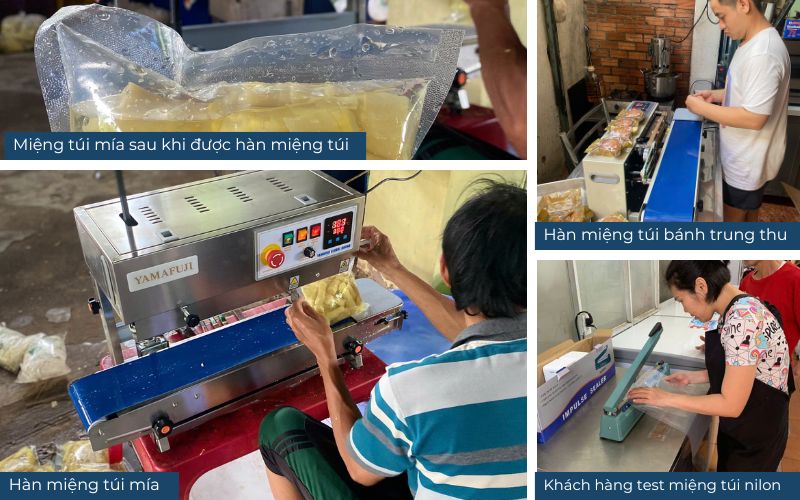Bàn giao máy hàn miệng túi cho khách