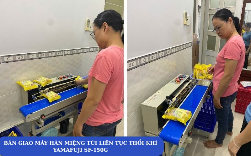 Bàn giao máy hàn miệng túi liên tục thổi khí Yamafuji SF-150G