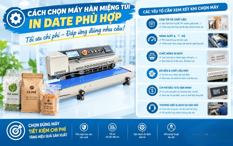 Cách chọn máy hàn miệng túi có in date chuẩn, hiệu quả