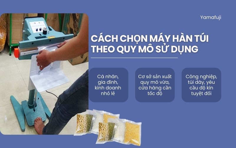 Cách chọn máy hàn túi theo quy mô sử dụng