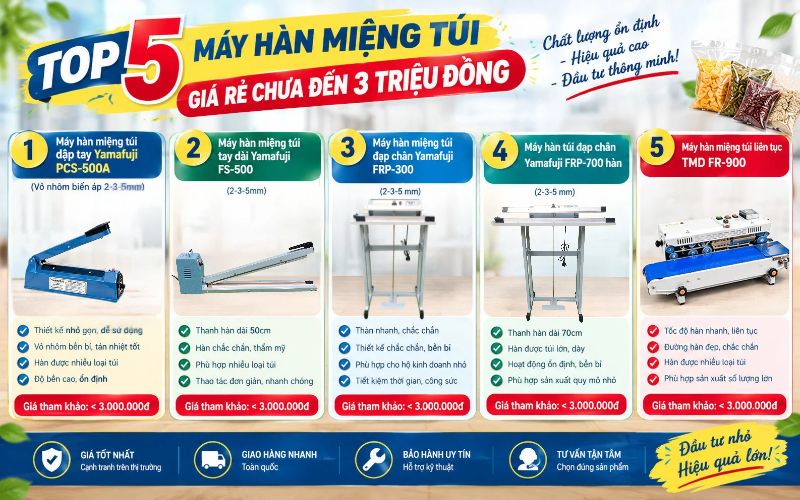 Gợi ý 5 máy hàn miệng túi giá rẻ chưa đến 3 triệu đồng