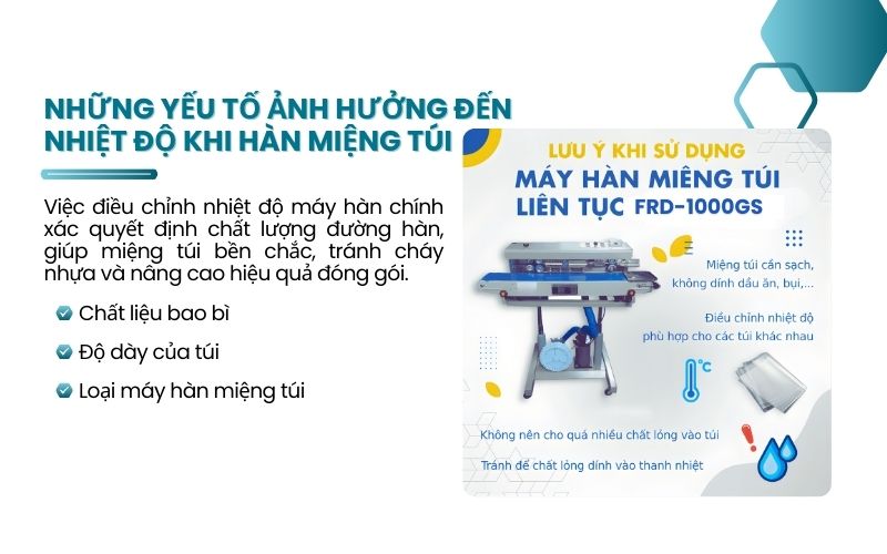 Những yếu tố ảnh hưởng đến nhiệt độ khi hàn miệng túi