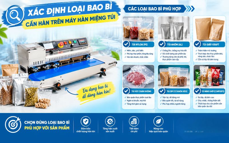 Xác định loại bao bì cần hàn trên máy hàn miệng túi