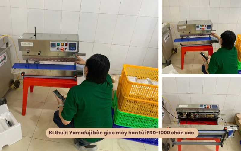 Kĩ thuật Yamafuji bàn giao máy hàn túi FRD-1000 chân cao