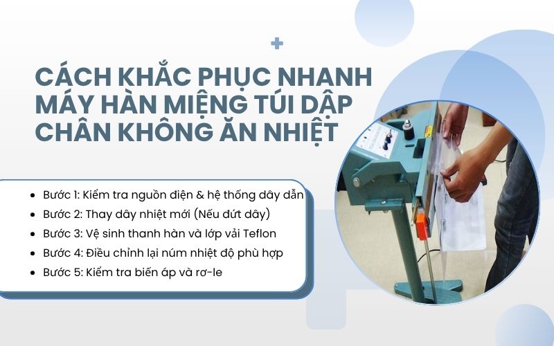 Cách khắc phục nhanh máy hàn miệng túi dập chân không ăn nhiệt