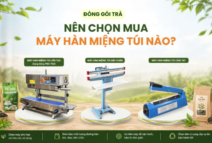Đóng gói trà nên chọn mua máy hàn miệng túi nào