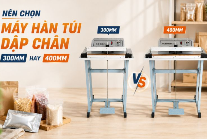 Nên chọn máy hàn túi dập chân 300mm hay 400mm