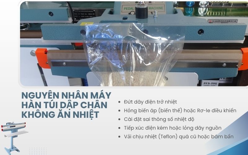 Nguyên nhân máy hàn túi dập chân không ăn nhiệt