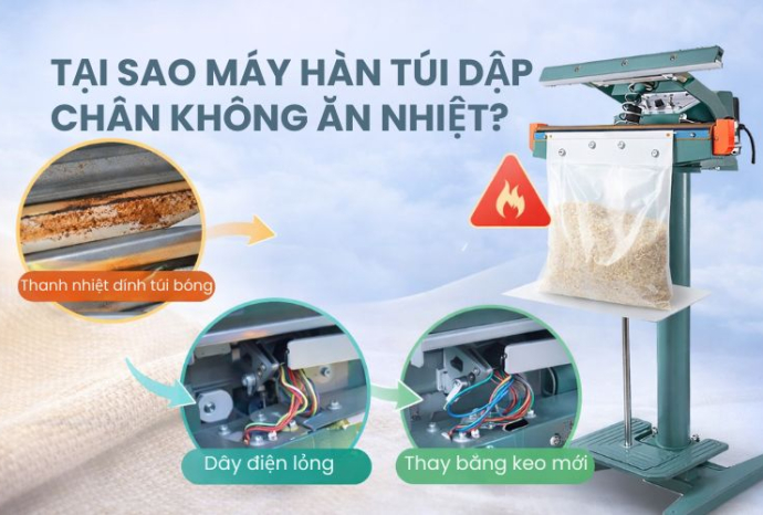 Tại sao máy hàn túi dập chân không ăn nhiệt?  Cách khắc phục