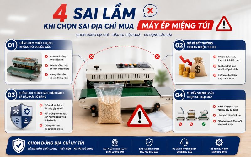 4 Sai lầm khi chọn sai địa chỉ mua máy ép miệng túi