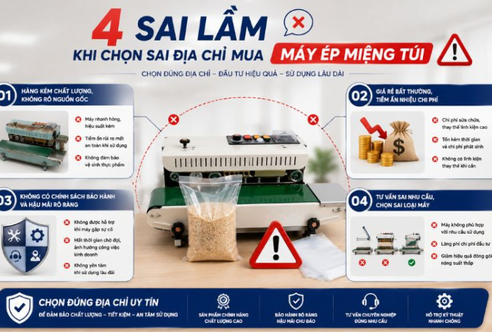 4 Sai lầm khi chọn sai địa chỉ mua máy ép miệng túi