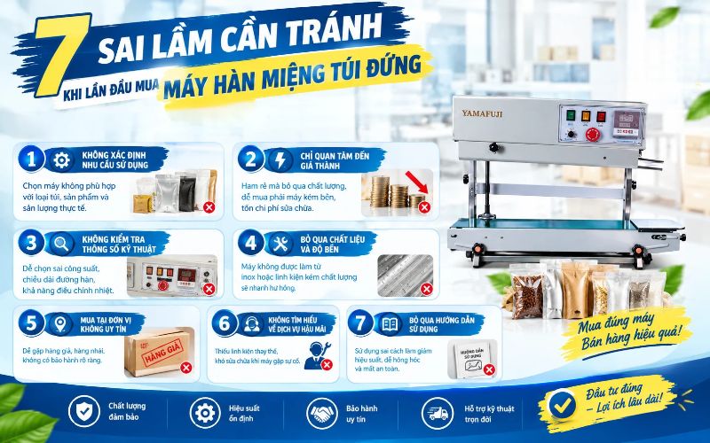 7 sai lầm cần tránh khi lần đầu mua máy hàn miệng túi đứng