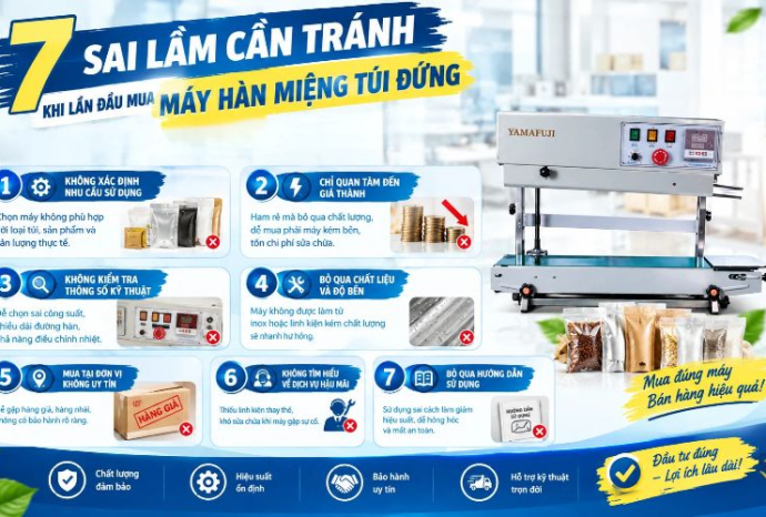 7 sai lầm cần tránh khi lần đầu mua máy hàn miệng túi đứng