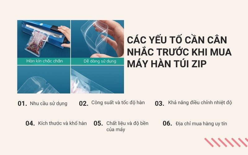 Các yếu tố cần cân nhắc trước khi mua máy hàn túi zip