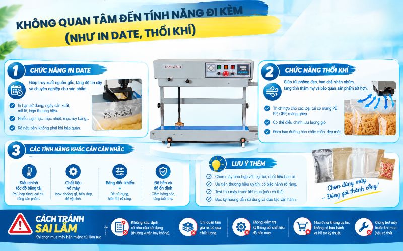 Không quan tâm đến tính năng đi kèm (như in date, thổi khí)