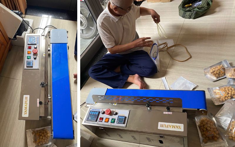 Kĩ thuật bàn giao khách test máy hàn túi liên tục Yamafuji 