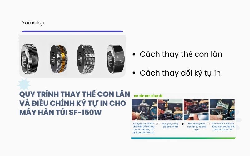 Quy trình thay thế con lăn và điều chỉnh ký tự in cho máy SF-150W
