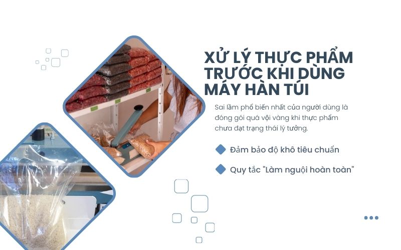 Xử lý thực phẩm trước khi dùng máy hàn túi