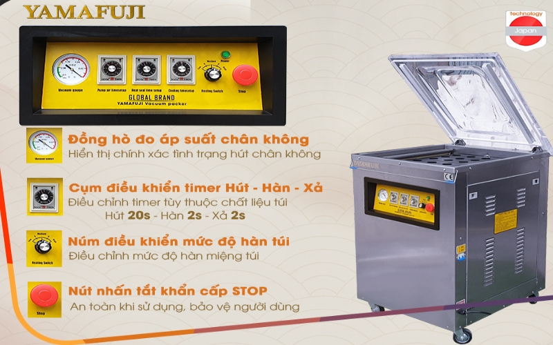 Bảng điều khiển máy hút chân không Yamafuji DZ-5002E