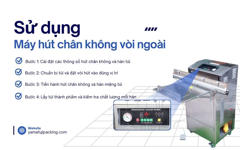 Các bước sử dụng máy hút chân không vòi ngoài