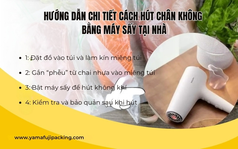 Hướng dẫn chi tiết cách hút chân không bằng máy sấy tại nhà
