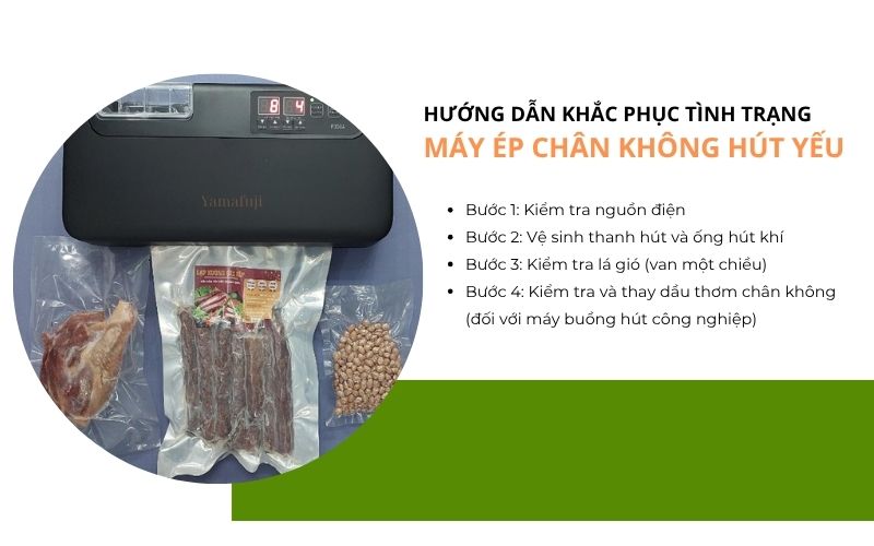Hướng dẫn khắc phục tình trạng máy ép chân không hút yếu